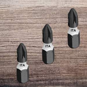 1/4" 25mmL Industrial Grade Impact Pozidriv Bits with Color-<b>sleeve</b> OEM DIY S2 Material Phosphate Manganese Finish ITA Tools - Product Image 1