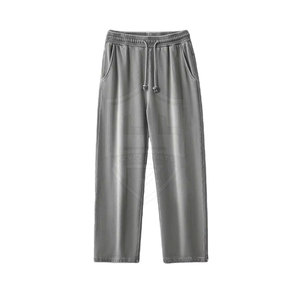 Best-Selling Men's High Quality Acid Wash Canvas <b>Trousers</b> Winter Cotton Gym Wear Mid Waist Custom Wholesale Casual Sport Style - Product Image 2