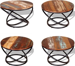 Mesa de Centro de Madera Reciclada Akku Art |   Mesa Redonda con Estructura de Hierro Industrial |   Muebles Modernos para Sala de Estar con Garantía de 3 Años - Product Image 4