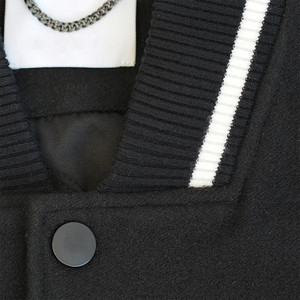 Blousons universitaires élégants et personnalisés à manches contrastées, col montant, poches kangourou, fermeture boutonnée, pour homme, hiver - Product Image 5