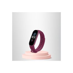 M5-M6สายซิลิโคน Mi band 5-6เข้ากันได้กับสี Claret สีแดง