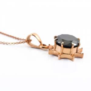 จี้เพชรเม็ดกลมสำหรับผู้หญิงดีไซน์รูปดวงอาทิตย์ประดับเพชรสีดำ - Product Image 2