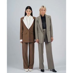 Petrichor femmes été haute couture Blazer col en v décontracté Polyester costume simple bouton fermeture tissé non tissé laine tissu - Product Image 1