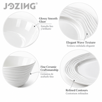Lot de 5 pièces de vaisselle en porcelaine blanche, assiettes à bord ondulé et bols côtelés, pour hôtels, vente en gros d'usine, stock disponible en vrac
