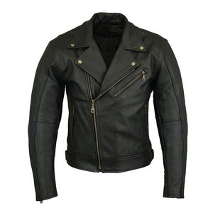 Racer desgastado poliéster negro estilo motorista para hombre Vintage invierno transpirable bombardero chaqueta cortavientos de moda - Product Image 3