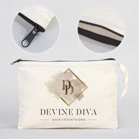 Bolso de Mano Personalizable para Mujer, a Todo Color, de 7 Pulgadas, Sin Forro, Bolsa de Algodón de Alta Calidad con Cierre, Adorno con Logotipo y Patrón de Piedras