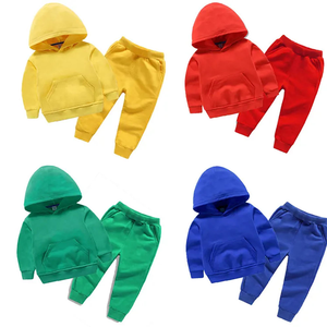 Conjunto de dos piezas de sudadera y pantalones deportivos de forro polar con logotipo personalizado para niños y niñas, varios colores, algodón suave - Product Image 6