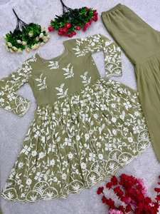 DESIGNER WEAR HEAVY CHINE TRABAJO TOP CON SHARARA Y DUPATTA - Product Image 6