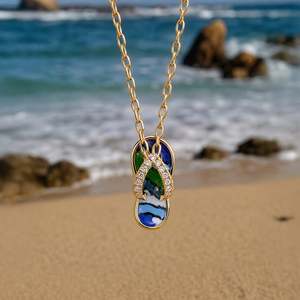 Jeulia Gold Pave <b>Abalone</b> <b>Shell</b> Flip Flop Charm Pendant Necklace - Product Image 6