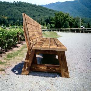 Panca in legno artigianale da 43 pollici di Design moderno con legno massello in metallo plastico per giardino esterno giardino esterno per uso esterno palestra - Product Image 3