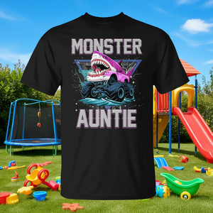 Camiseta Monster Truck Auntie negra con cuello en V y manga corta - Product Image 3
