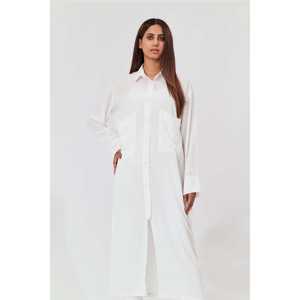 Robe chemise longue pour femme avec pantalon - Product Image 1