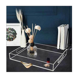 Bandeja acrílica, organizador de escritorio, asas rectangulares doradas, bandeja acrílica transparente para servir, precio superior - Product Image 6