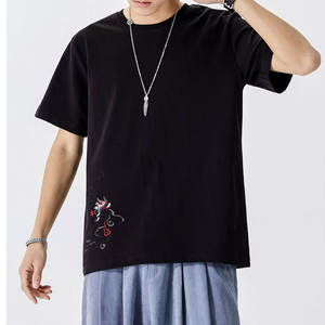 Vente en gros de nouveaux t-shirts en coton à séchage rapide personnalisés pour hommes tissu d'affaires à motif solide avec logo brodé - Product Image 5