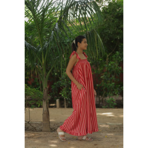 Women's Cotton <b>Boho</b> Halter <b>Dress</b> Pockets Indian Hand Block Print Adjustable Tie Straps <b>Summer</b> Sundress for Leisure Day Perfect - Product Image 1