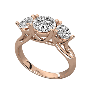 Bague de mariage en diamant rond à trois pierres pour elle - Product Image 2