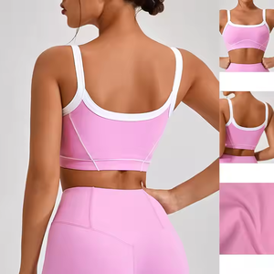 Ensemble de yoga sans couture côtelé de haute qualité pour femmes, 4 pièces, tenues d'entraînement assorties gratuites, respirant, séchage rapide, ensemble de fitness pour la salle de sport - Product Image 2