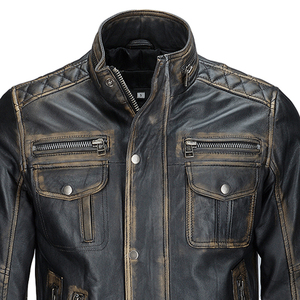 Best Quality <b>Men</b> Mandarin Collar Zipper Synthetic Leather Jacket Customized Color Size Winter Windproof Hooded Front Logo Casual - Product Image 5