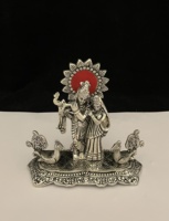 Nouvel arrivage de Statue de Radha Krishna en métal plaqué argent sur le côté pour la décoration de la maison et les cadeaux