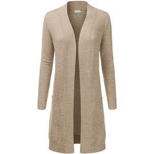 Camiseta Casual de Manga Larga para Mujer, Cuello en V Abierto, Bolsillos Delanteros, Nueva Colección Otoño Invierno, Algodón/Nailon Plateado, Personalizable al por Mayor - Product Image 1