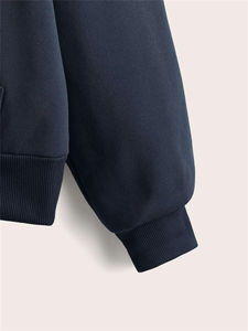 Sudadera con capucha y cordón de lana con cremallera de la mejor calidad para mujer, ropa de calle con patrón sólido para invierno, teñido liso - Product Image 4