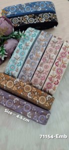 custom made floral designed machine embroidered <b>laces</b> in eight colours for wedding dresses in 4.5 cms width for resale. - Product Image 4