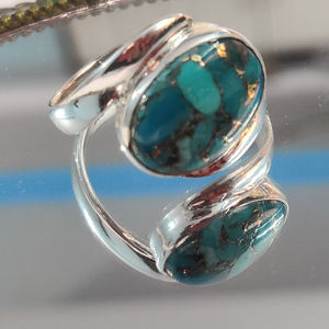 Nueva llegada hecha a mano de plata esterlina turquesa piedra anillos plata turquesa anillos declaración ovalada turquesa 925 plata esterlina - Product Image 5