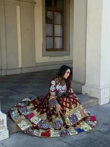 Good Quality Long Sleeves Full Embroidered Long Frock Pure <b>Velvet</b> <b>Fabric</b> Banjara Dance Afghani Dresses For Adults - Product Image 3