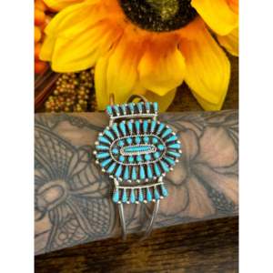 Zuni Turquoise & <b>Sterling</b> <b>Silver</b> <b>Cuff</b> <b>Bracelet</b> - Product Image 2