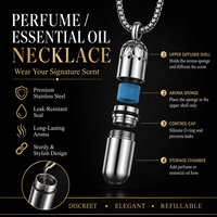 Pendentif diffuseur d'huiles essentielles en acier inoxydable Energinox, flacon de parfum rechargeable, collier aromathérapie