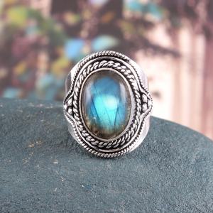 Anillo de Plata de Ley con Labradorita, Joyería Artesanal con Piedras Preciosas para Mujer, Anillo de Diseño, Proveedor Mayorista - Product Image 1