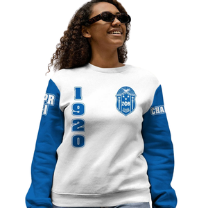 Felpa Girocollo Ricamata Zeta Phi Beta 1920 da Donna, Lettere Greche della Confraternita, in Pile Blu - Product Image 5