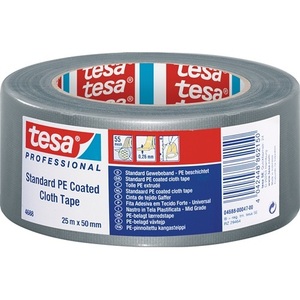 Tesaband <b>25m</b> Length Standard 4688 Silver-Matt Fabric Tape 50mm Width Roll for TESA for Office Use - Product Image 1
