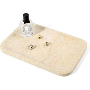 Plateau de vanité moderne en marbre Koville 12x8 pouces, pierre beige naturelle, léger, pour salle de bain, cuisine, comptoir, cosmétiques, parfum - Product Image 1