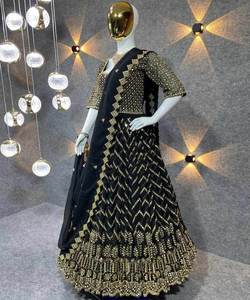 Vente en gros à la mode soie Lehenga Choli Georgette broderie séquence travailler avec Dupatta fête ethnique porter vêtement ApparelGarment - Product Image 1