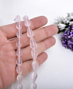 ลูกปัดโรสควอตซ์สีชมพูทรงหยดน้ำ  ขนาด 7x10-9x17 มม. น้ำหนัก 160 กะรัต สำหรับทำเครื่องประดับชั้นดี - Product Image 5