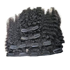Extensiones de cabello humano con clip, rizado, negro, Remy, cabello indonesio, puntas completas, de una sola capa. - Product Image 4