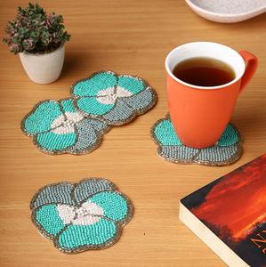 Posavasos de té con forma de flor hecho a mano, alfombrilla de cristal con cuentas para el hogar, Bar, decoraciones navideñas, regalos de inauguración de la casa, venta al por mayor - Product Image 1