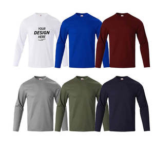 Camisetas de manga larga para hombre de alta calidad 100% algodón personalizado cuello redondo talla grande ropa de gimnasio Color sólido precio al por mayor estilo informal - Product Image 2