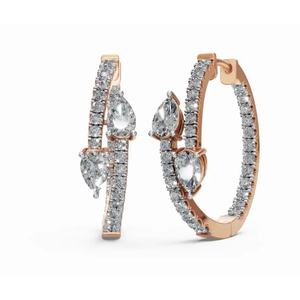 Boucles d'oreilles créoles en diamant de poire Eternal Bloom, or 9 KT, 14 KT, 18 KT, bijoux de laboratoire, vente en gros, OEM, fournisseur d'exportation B2B - Product Image 5