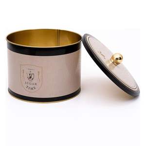 Poignée ronde en métal pour boîte de conserve, design vintage inspiré du café, texture lin, 175x130mm, fabriqué en Turquie - Product Image 2