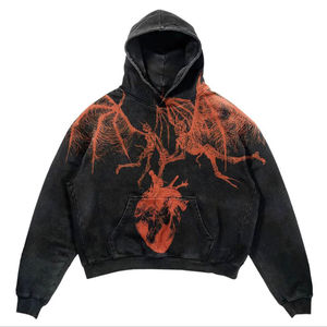 Sudadera con capucha bordada desgastada de felpa de algodón pesado de alta calidad con cremallera recortada transpirable para hombre al por mayor desgastada - Product Image 3