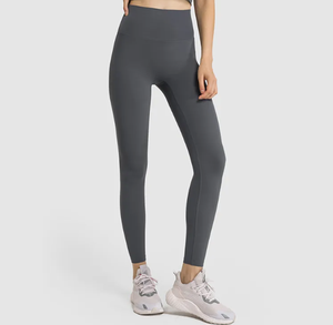 Leggings de Yoga para gimnasio para mujer, Cintura elástica de Color sólido de alta calidad, tipo de cintura media para entrenamiento físico, MOQ bajo en venta - Product Image 4