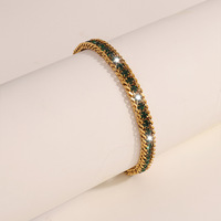 Bracelets de luxe en acier inoxydable plaqué or 18 carats avec cristaux et strass géométriques, tendance, simples et haut de gamme, vente en gros