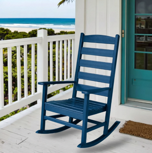 Fauteuil à bascule traditionnel en bois pour extérieur, dossier à tiges, design durable pour usage en jardin - Product Image 1