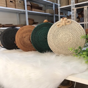 Luxury Hot Trend Women's Leather Handbags Wholesale From Factory with Long Lid Straw Rattan Material - Product Image 2