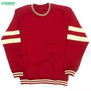 เสื้อสเวตเชิ้ตคอกลมทรงสปอร์ตสำหรับผู้ชาย ลายทางสีแดง แขนยาว ทรงปกติ โอเวอร์ไซส์ ผ้าฝ้าย 100% - Product Image 4
