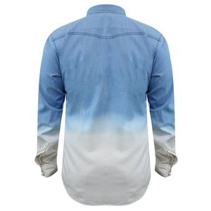 เสื้อเชิ้ตยีนส์ผู้ชายแขนยาวสีพื้นผ้าฝ้ายยืดคุณภาพสูงปี 2025 สไตล์ลำลองแบบตะวันตก - Product Image 2