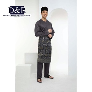 Conjunto de Ropa Islámica para Hombre, Baju Melayu, Camisa de Manga Larga de Poliéster Modesto con Pantalones, Antiestático, Traje de Lujo para Bodas - Product Image 2