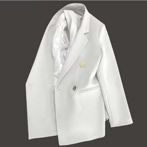Blazer de lana informal para mujer, chaqueta de manga larga de algodón suave, puños enrollados, bolsillos delanteros, botón de estilo callejero diario, 2025 - Product Image 4